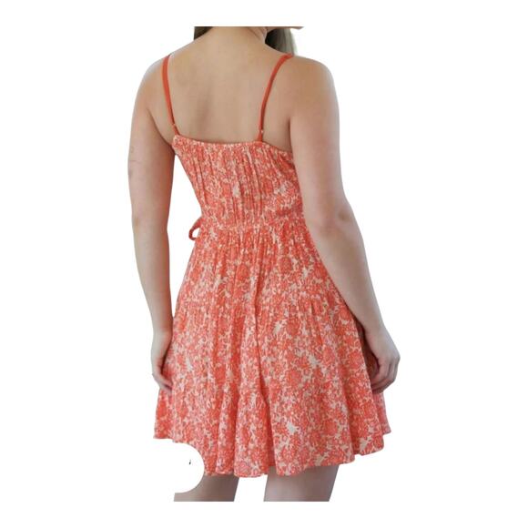 Band of The Free Multi‎ Tiered Floral Wrap Babydoll Mini Dress Womens Medium - Picture 2 of 11